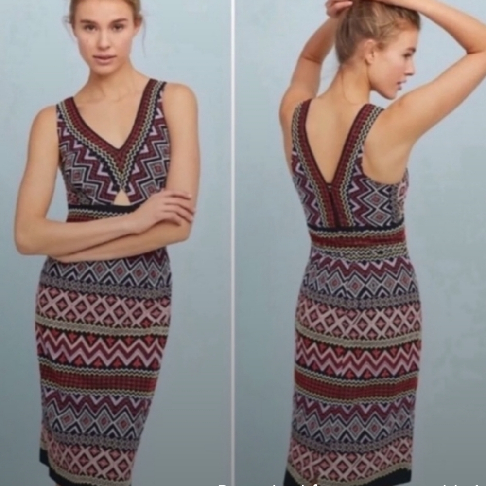 Anthropologie Multicolor Geometric Midi Dress